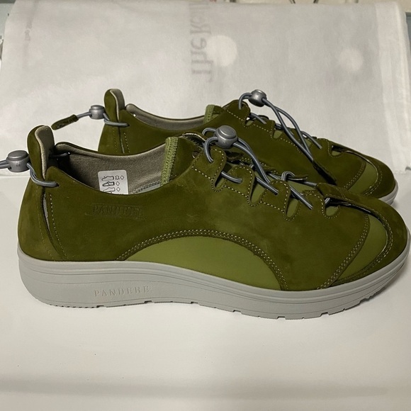 Pandere Womens Barista Shoe Moss Green Gray Wide Width Swelling Plantar Fascitis - Picture 2 of 9